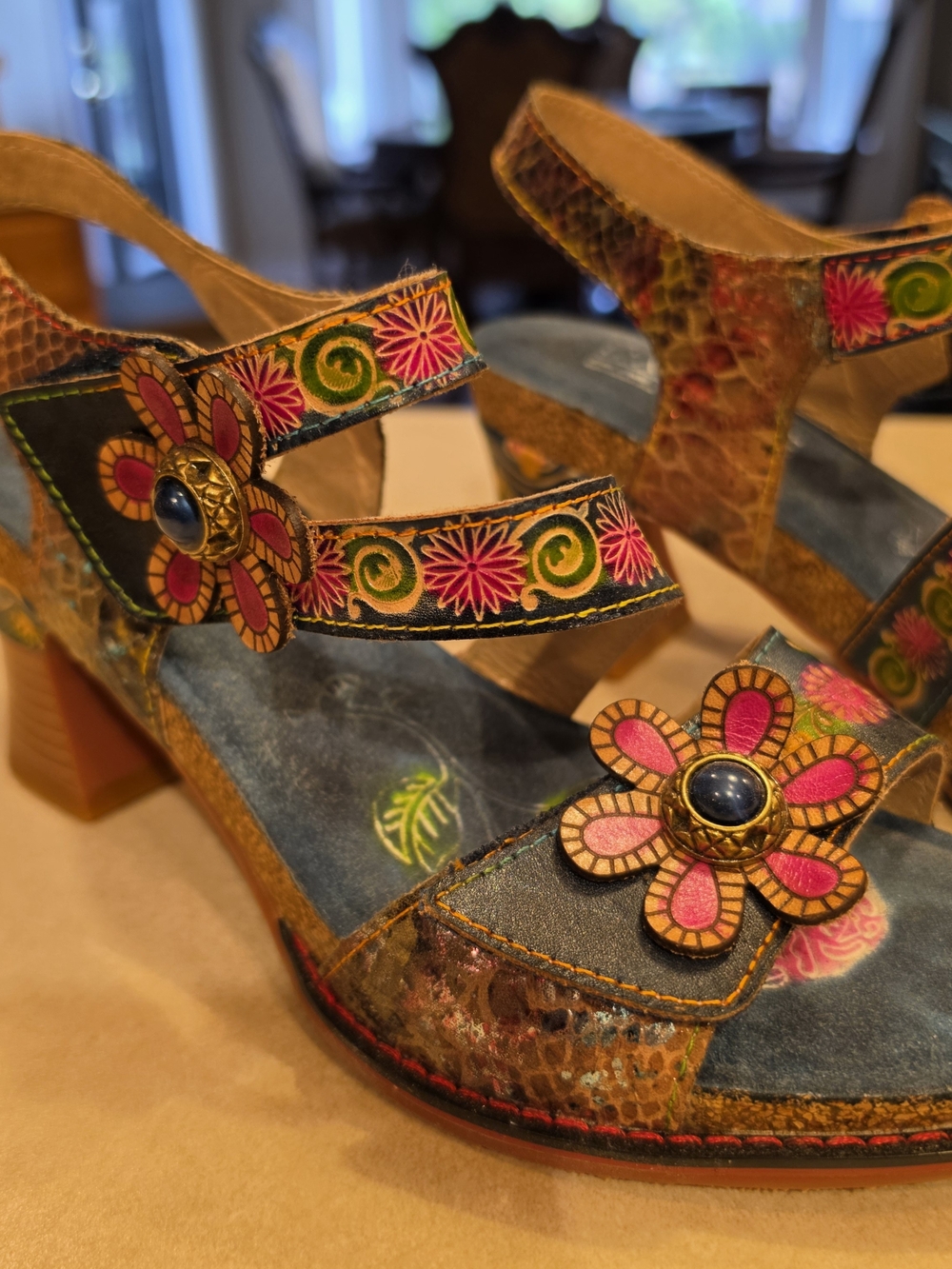 Spring Step L'Artiste Hayride Leather Floral Sandals EU 41